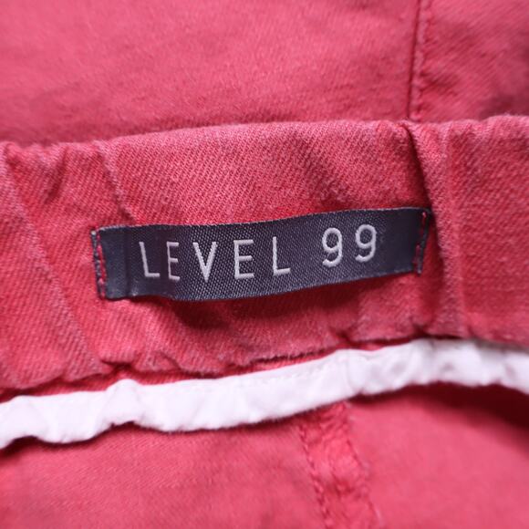 LEVEL99 Helen Trouser Shorts Coral Red Linen Blend Back Elastic Waist Women's 27 - Picture 8 of 10